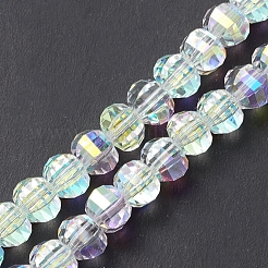電気メッキ透明ガラスビーズ連売り  多面カット  ロンデル  透明  8x6mm  穴：1.2mm  約80個/連  19.29''（49センチメートル）&nbsp;EGLA-K015-13G