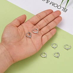 変色防止ロジウムメッキ スターリングシルバー フープピアス 925個  スタンプ925個付き  プラチナ  14x12x2.5mm  穴：1mm&nbsp;STER-K168-042P