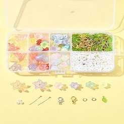 キットを作るDIYジュエリーセット  アクリルビーズ、ビーズキャップ、チャームを含む  ABSプラスチックパール調ビーズ  304ステンレススチールオープン丸カン  真鍮のピン  合金製カニカン  ミックスカラー&nbsp;DIY-FS0008-95