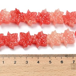 合成サンゴ染め彫刻ビーズ  葉  レッド  13.5~14x15~15.5x6mm  穴：1mm&nbsp;BSHE-H114-02F