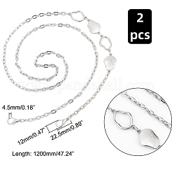 鉄チェーンバッグストラップ2個  カニカン付き  バッグストラップ用交換アクセサリー用  プラチナ  120cm&nbsp;FIND-WR0004-27