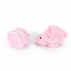 フロッキーのプラスチックビーズ  片穴ビーズ  兎  パールピンク  17.5x21x12mm  穴：1mm&nbsp;KY-Q056-022B