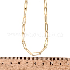 304ステンレススチールペーパークリップチェーンネックレス  イオンプレーティング（ip）  14KGP本金メッキ  17.40インチ（44.2cm）&nbsp;NJEW-U026-12G