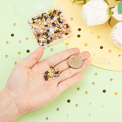350個5色合金ビーズキャップエナメルセッティング  6  - 花びらの花  ミックスカラー  6x2mm  穴：1mm  70個/カラー&nbsp;FIND-PA0001-08