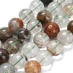 天然グリーンロドライトクォーツビーズ連売り  ラウンド  12~12.5mm  穴：1~1.2mm  約33個/連  15.43インチ（39.2cm）&nbsp;G-L642-B06-12mm