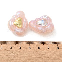 樹脂漫画雲ビーズ  金メッキ合金の笑顔付き  ミスティローズ  22x29x15mm  穴：1.8mm&nbsp;RESI-C047-01C