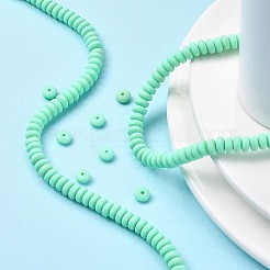 手作り樹脂粘土ビーズ連売り  ジュエリー工芸用品のDIY用  フラットラウンド  アクアマリン  6~7x3mm  穴：1.5mm  約113~116個/連  15.55インチ〜16.14インチ（39.5~41cm）&nbsp;X-CLAY-N008-008P