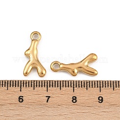 304ステンレスペンダント  模造珊瑚チャーム  イオンプレーティング（ip）  18KGP本金メッキ  18x9x3mm  穴：2mm&nbsp;STAS-L303-26G-01