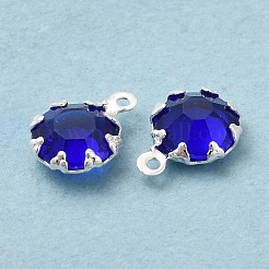 環境に優しいガラスチャーム  真鍮パーツ  長持ちメッキ  カドミウムフリー＆鉛フリー  フラットラウンド  925銀メッキ  ミックスカラー  9x6.5x3mm  穴：1mm&nbsp;KK-H442-63S