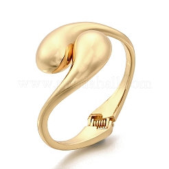 女性用合金ヒンジ付きバングル  ティアドロップ  ゴールドカラー  1-1/2インチ（3.8cm）  内径：2-3/8インチ（6.1cm）&nbsp;LS-BJEW-V002-06G