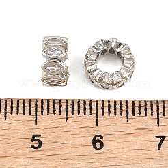 真鍮マイクロペーブクリアキュービックジルコニアヨーロッパビーズ  大穴ビーズ  馬の目でリング  ラックめっき  長持ちメッキ  鉛フリー＆カドミウムフリー  プラチナ  8x4mm  穴：4.5mm&nbsp;CU-CBA6A75-15P
