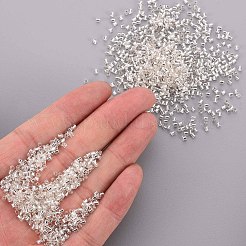 ガラス竹ビーズ  銀並ぶ  フローラルホワイト  1.8~2.2x1.8~2mm  穴：0.8~0.9mm  約1666個/50g&nbsp;X-SEED-S032-08A-21