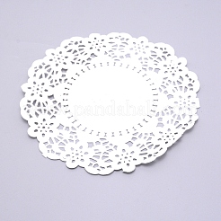 食品グレードのベーキングペーパー  花柄  フラットラウンド  ホワイト  165x0.1mm  140個/袋&nbsp;AJEW-WH0152-10