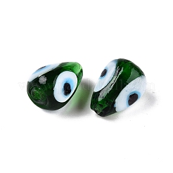 手作りのナザールボンジュウのランプワークビーズ  ティアドロップ  ミックスカラー  13~15x9~10.5mm  穴：1~1.8mm&nbsp;LAMP-T021-16M