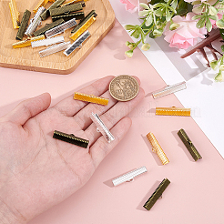 300色のアイロンリボンエンド3個  長方形  ミックスカラー  30x7x6mm  穴：1.5x4mm  100個/カラー&nbsp;FIND-GA0008-14