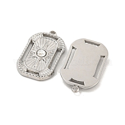 304ステンレススチールラインストーンペンダント  太陽のチャーム入り長方形  ステンレス鋼色  21.5x12.5x3mm  穴：1.4mm&nbsp;STAS-P356-40P