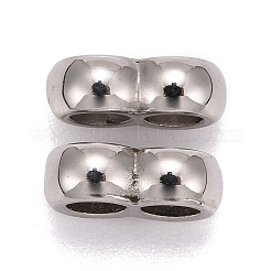 変色しない304ステンレススチールマルチ連リンク  レザーコードブレスレット作り用  ステンレス鋼色  4x11x7mm  穴：3.5mm&nbsp;STAS-I020-11
