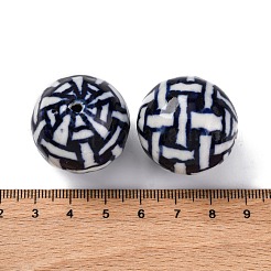 手作りの陶器ビーズ  青と​​白の磁器  ラウンド  ミッドナイトブルー  28mm  穴：2.5~3mm&nbsp;PORC-I027-19A