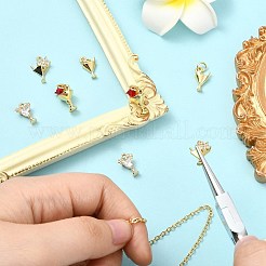8個 4スタイル 真鍮マイクロパヴェクリアキュービックジルコニアチャーム  カクテル  18KGP本金メッキ  10~15x7.5~10x4~8mm  穴：1.2~3mm  2個/スタイル&nbsp;KK-CJ0002-99
