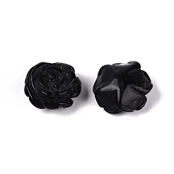 天然黒曜石の彫刻ビーズ  花バラ  片穴  15~17x15~17x7~10mm  穴：1~1.2mm&nbsp;G-Q601-41A-03