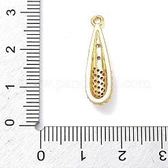 真鍮製マイクロパヴェキュービックジルコニアペンダント  ティアドロップチャーム  18KGP本金メッキ  25x7x4mm  穴：1.6mm&nbsp;KK-C254-08G