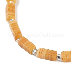 手作りランプワークビーズ連売り  シードビーズ付き長方形  オレンジ  10~11x4.5x4mm  穴：0.8mm  約32~33個/連  15.94''（40.5センチメートル）&nbsp;LAMP-Q037-01B-01