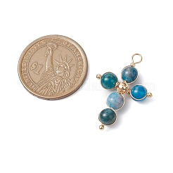 天然アパタイトのペンダント  銅線と  クロス  33x22x6.5mm  穴：3x2.5mm&nbsp;PALLOY-JF02886-01