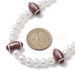 女性用プラスチック模造真珠とアクリルスポーツボールビーズネックレス  ミックスカラー  15.75インチ（40cm）&nbsp;NJEW-JN04660