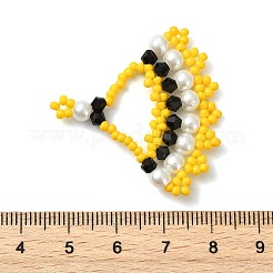 ガラスシードビーズペンダント  ドレスチャーム  ガラスパールと  ブラック  35.5x36x4.5mm  穴：0.9mm&nbsp;PALLOY-MZ01415-03