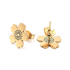 304ステンレススチールスタッドピアス  花  ゴールドカラー  12x12.5mm&nbsp;LS-EJEW-K285-06G