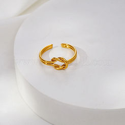 女性用304ステンレススチールカフオープンリング  結び目  18KGP本金メッキ  20mm&nbsp;RN0732-1