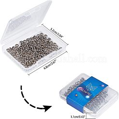 304ステンレススチールスペーサービーズ  リング  ステンレス鋼色  5x2mm  穴：3mm  200個/箱&nbsp;STAS-UN0003-46B