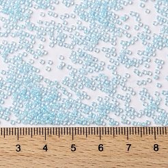 MIYUKIラウンドロカイユビーズ  日本製シードビーズ  15/0  （rr220)アクアミストライニングクリスタル  15/0  1.5mm  穴：0.7mm  約250000個/ポンド&nbsp;SEED-G009-RR0220