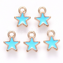 合金エナメルチャーム  スター  ライトゴールド  空色  9x7x1mm  穴：1.2mm&nbsp;X-ENAM-S121-029