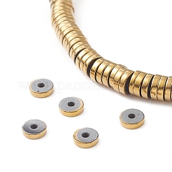 非磁性合成ヘマタイトビーズ連売り  ヒシビーズ  ディスク/フラットラウンド  黄金メッキ  4x1mm  穴：1mm  約390個/連  15.7インチ  約390個/連  15.7インチ&nbsp;X-G-K011-4x1mm-07