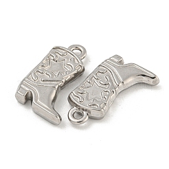 変色しない304ステンレススチールペンダント  星のチャーム付きブーツ  ステンレス鋼色  20x13x3mm  穴：1.8mm&nbsp;X-STAS-N103-148P