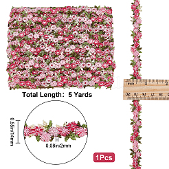 5ヤードのポリエステルリボン  花  濃いピンク  1/2インチ（14mm）&nbsp;OCOR-GF0001-88B