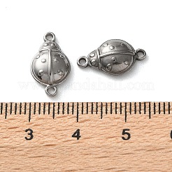 304ステンレススチールコネクタチャーム  ステンレス鋼色  変色しない  てんとう虫  15x8.5x2.5mm  穴：1.2mm&nbsp;STAS-R164-04P-02