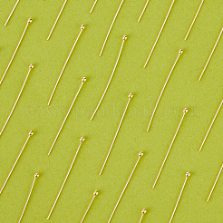 50 個 925 スターリングシルバーボールヘッドピン  18KGP本金メッキ  24ゲージ  25x0.5mm&nbsp;STER-BBC0006-38