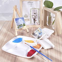 塗装用品  プラスチック模造磁器水彩絵の具パレットトレイとアートブラシペン値セット付き  ミックスカラー&nbsp;AJEW-NB0001-75