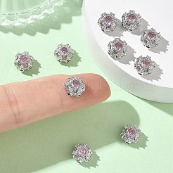 シェグレース ブラス パヴェ キュービックジルコニア マルチ連リンク  花  カドミウムフリーと鉛フリー＆ニッケルフリー  プラチナ  ピンク  8x5mm  穴：1.4mm&nbsp;XGRQ4H347-683P-B