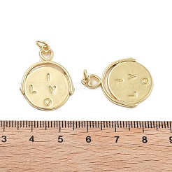 真鍮チャーム  カドミウムフリー＆鉛フリー  文字チャーム付きの円形  18KGP本金メッキ  26x20x1.5mm  穴：3mm&nbsp;KK-Q006-13G