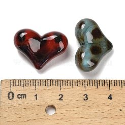 透明なアクリルビーズ  ヒョウ柄付き  ハート  15.5x22.5x8.5mm  穴：1.6mm&nbsp;X-OACR-D315-02B