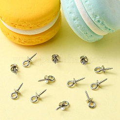 304ステンレススチールスクリューアイピンペグベイル  片穴パーツ用  ステンレス鋼色  10x4mm  穴：2mm  ピン：1.34mm&nbsp;STAS-YW0001-45