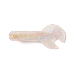 アクリルワニのヘアクリップ  鉄パーツ  女の子のためのヘアアクセサリー  スパナ  ゴールドカラー  66x29x14mm&nbsp;OHAR-P020-06G