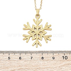 スノーフレーク 304 ステンレス ペンダント ネックレス  イオンプレーティング（ip）  18KGP本金メッキ  17.91インチ（45.5cm）&nbsp;NJEW-M096-07G