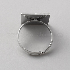 女性のためのステンレス鋼のタロット カード調節可能なリング  ステンレス鋼色  戦車vii  内径：17mm&nbsp;RJEW-WH0001-018P-02