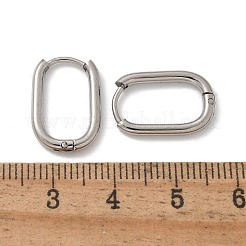 変色しない304ステンレススチールの楕円形フープピアス  ステンレス鋼色  16.5x11.5~12.5x2mm  ピン：1mm&nbsp;X-EJEW-M218-02A-P