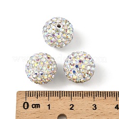 パヴェボールディスコビーズ  樹脂粘土ラインストーンビーズ  グレードA  クリスタルAB  pp15（2.1~2.2mm）  14mm  穴：2mm&nbsp;X-RB-Q195-14mm-AB