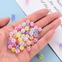 クリアクラックアクリルビーズ  ラウンド  ミックスカラー  8x7mm  穴：1.8~2mm&nbsp;X-MACR-S370-G8mm